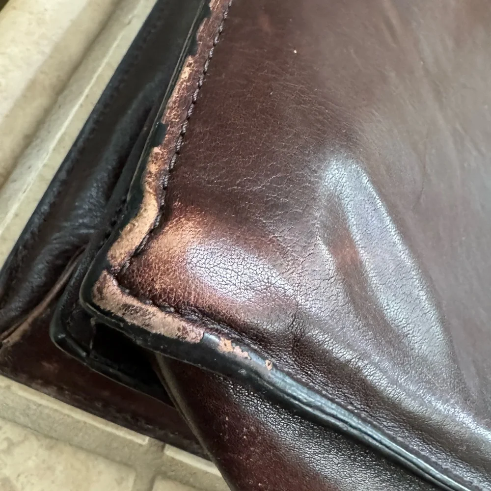 WORN Aged Brown High End WILSONS Leather Briefcase Lawyer Bag Pelle Studio